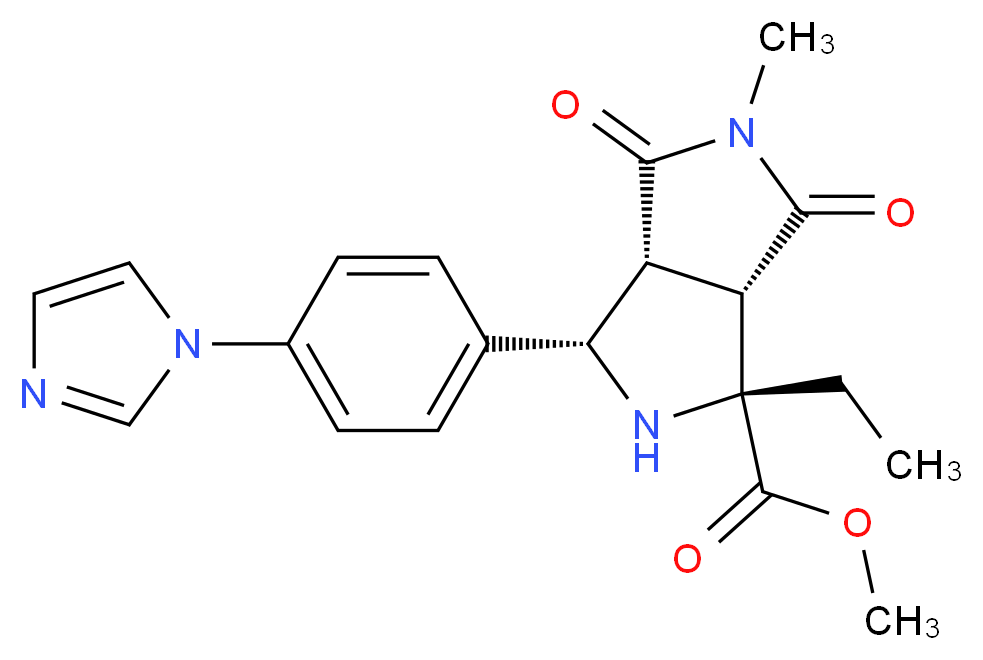 methyl (1R*,3S*,3aR*,6aS*)-1-ethyl-3-[4-(1H-imidazol-1-yl)phenyl]-5-methyl-4,6-dioxooctahydropyrrolo[3,4-c]pyrrole-1-carboxylate_分子结构_CAS_)
