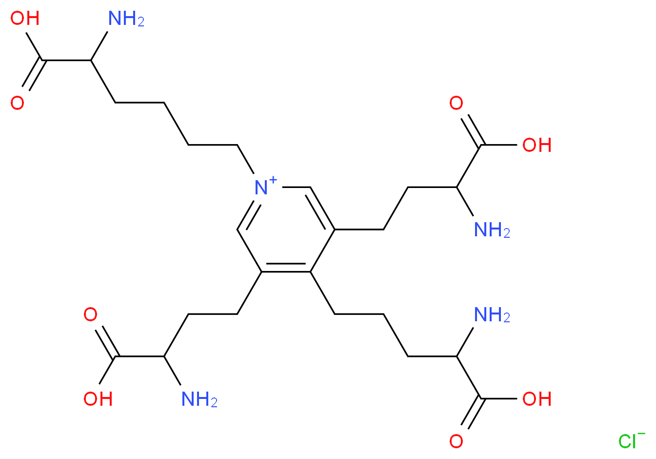 3,5-bis(3-amino-3-carboxypropyl)-4-(4-amino-4-carboxybutyl)-1-(5-amino-5-carboxypentyl)pyridin-1-ium chloride_分子结构_CAS_10019-68-8