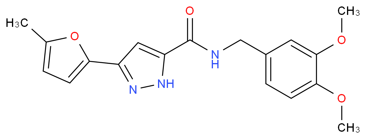 N-(3,4-dimethoxybenzyl)-3-(5-methyl-2-furyl)-1H-pyrazole-5-carboxamide_分子结构_CAS_)