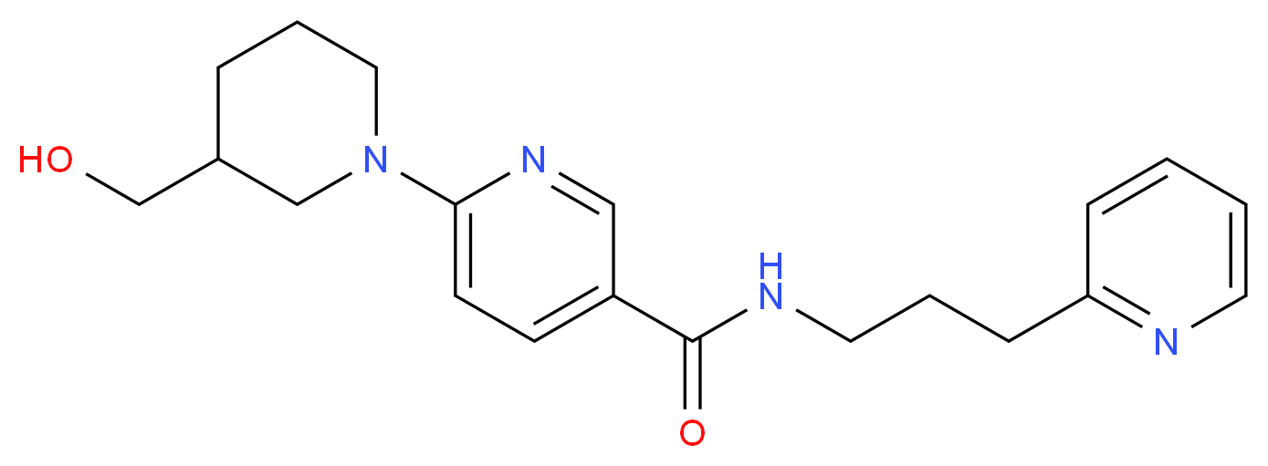 6-[3-(hydroxymethyl)-1-piperidinyl]-N-[3-(2-pyridinyl)propyl]nicotinamide_分子结构_CAS_)