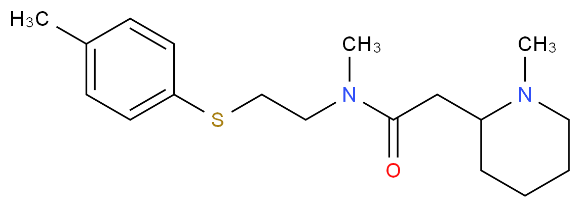 N-methyl-N-{2-[(4-methylphenyl)thio]ethyl}-2-(1-methylpiperidin-2-yl)acetamide_分子结构_CAS_)