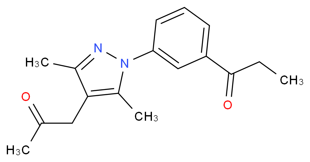 1-{3-[3,5-dimethyl-4-(2-oxopropyl)-1H-pyrazol-1-yl]phenyl}propan-1-one_分子结构_CAS_)
