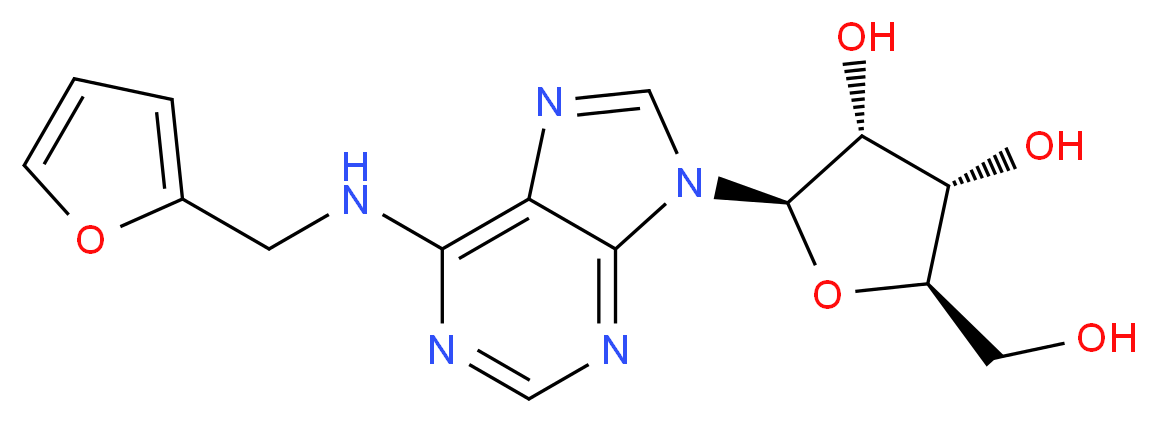 (2R,3R,4S,5R)-2-{6-[(furan-2-ylmethyl)amino]-9H-purin-9-yl}-5-(hydroxymethyl)oxolane-3,4-diol_分子结构_CAS_4338-47-0