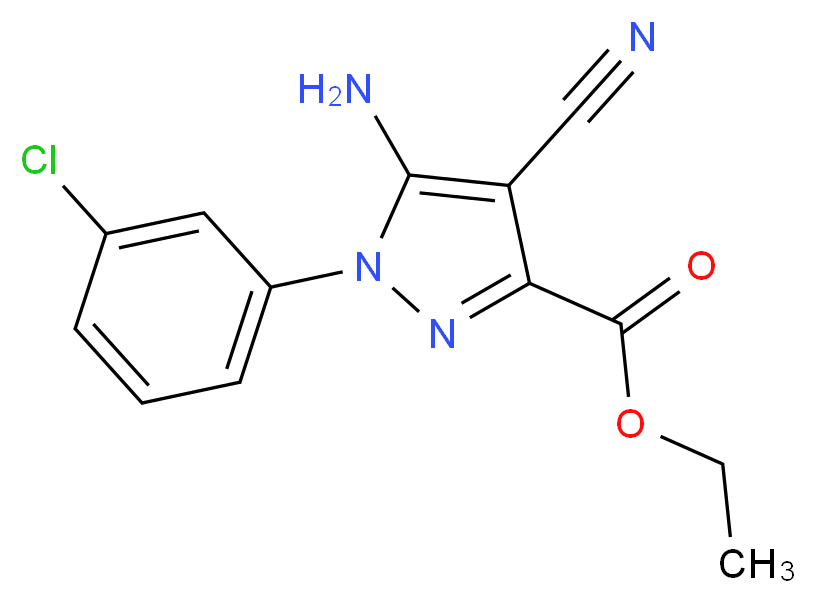 Ethyl 5-amino-1-(3-chlorophenyl)-4-cyano-1H-pyrazole-3-carboxylate_分子结构_CAS_96734-87-1)