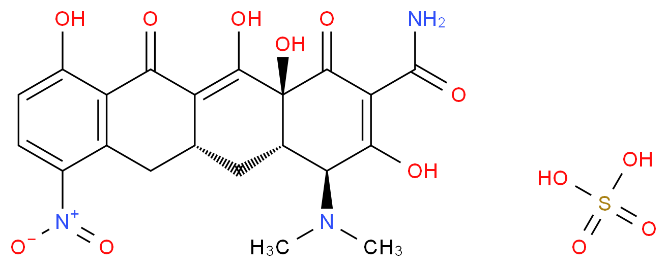 (4S,4aS,5aR,12aS)-4-(dimethylamino)-3,10,12,12a-tetrahydroxy-7-nitro-1,11-dioxo-1,4,4a,5,5a,6,11,12a-octahydrotetracene-2-carboxamide; sulfuric acid_分子结构_CAS_5679-01-6
