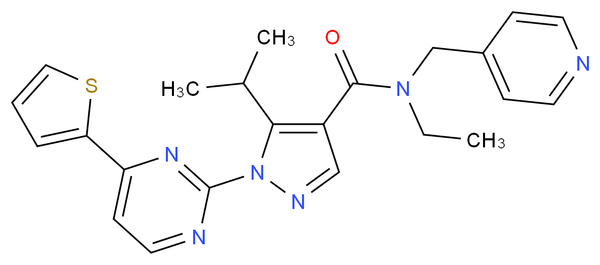 N-ethyl-5-isopropyl-N-(4-pyridinylmethyl)-1-[4-(2-thienyl)-2-pyrimidinyl]-1H-pyrazole-4-carboxamide_分子结构_CAS_)