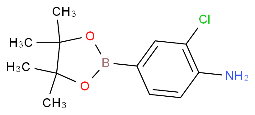 2-chloro-4-(tetramethyl-1,3,2-dioxaborolan-2-yl)aniline_分子结构_CAS_721960-43-6