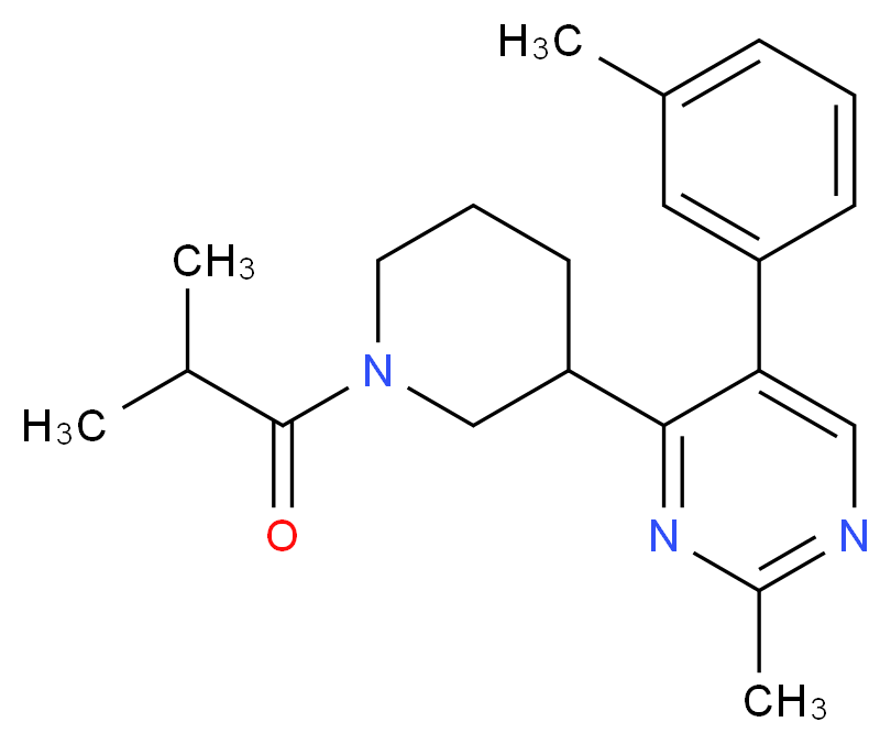 4-(1-isobutyryl-3-piperidinyl)-2-methyl-5-(3-methylphenyl)pyrimidine_分子结构_CAS_)