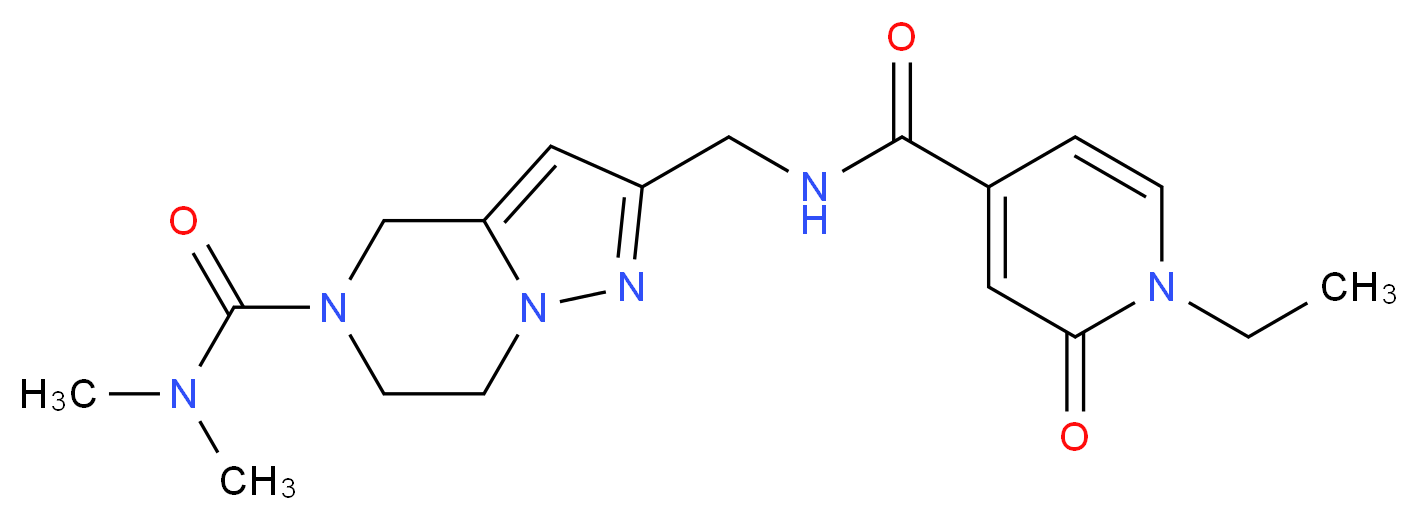 2-({[(1-ethyl-2-oxo-1,2-dihydropyridin-4-yl)carbonyl]amino}methyl)-N,N-dimethyl-6,7-dihydropyrazolo[1,5-a]pyrazine-5(4H)-carboxamide_分子结构_CAS_)