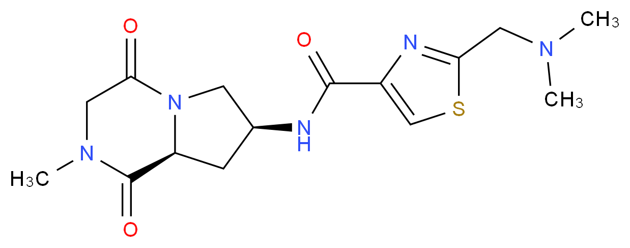 2-[(dimethylamino)methyl]-N-[(7S,8aS)-2-methyl-1,4-dioxooctahydropyrrolo[1,2-a]pyrazin-7-yl]-1,3-thiazole-4-carboxamide_分子结构_CAS_)