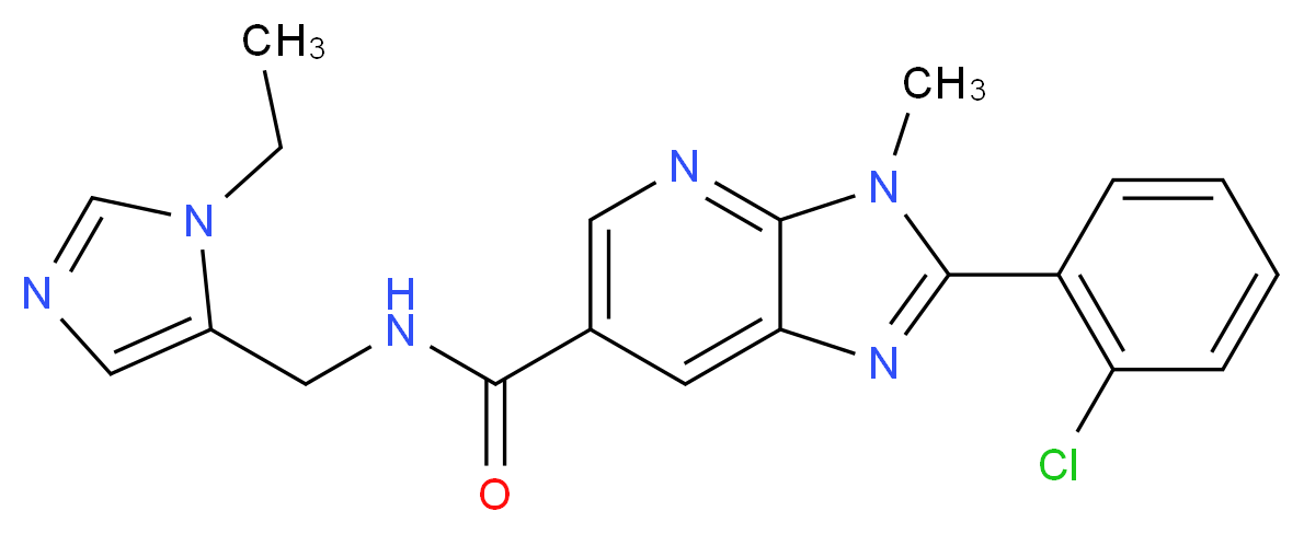 2-(2-chlorophenyl)-N-[(1-ethyl-1H-imidazol-5-yl)methyl]-3-methyl-3H-imidazo[4,5-b]pyridine-6-carboxamide_分子结构_CAS_)