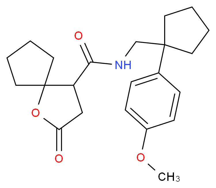 N-{[1-(4-methoxyphenyl)cyclopentyl]methyl}-2-oxo-1-oxaspiro[4.4]nonane-4-carboxamide_分子结构_CAS_)