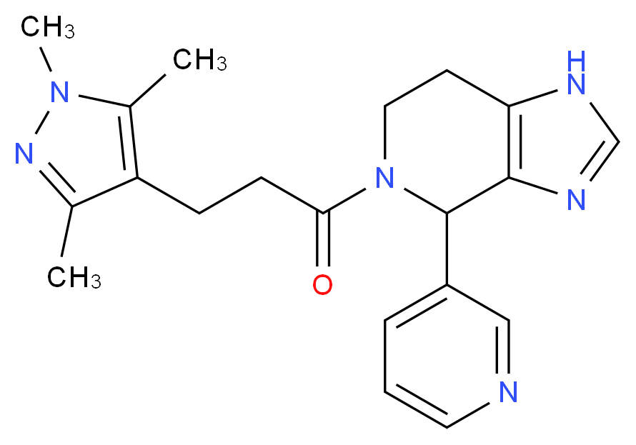 4-(3-pyridinyl)-5-[3-(1,3,5-trimethyl-1H-pyrazol-4-yl)propanoyl]-4,5,6,7-tetrahydro-1H-imidazo[4,5-c]pyridine_分子结构_CAS_)