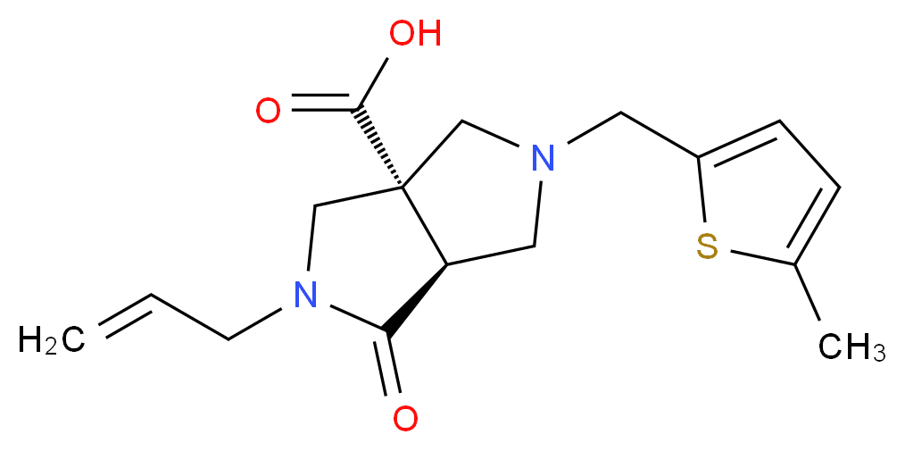 (3aS*,6aS*)-2-allyl-5-[(5-methyl-2-thienyl)methyl]-1-oxohexahydropyrrolo[3,4-c]pyrrole-3a(1H)-carboxylic acid_分子结构_CAS_)