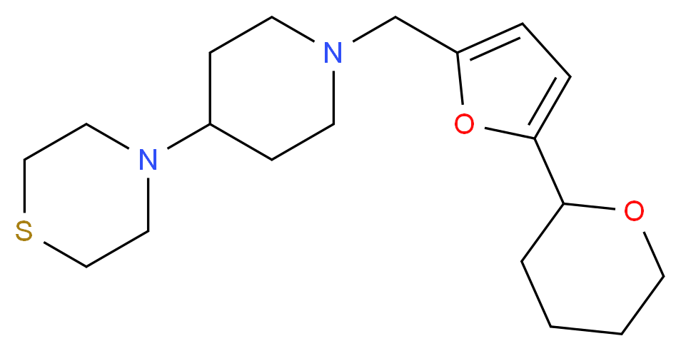 4-(1-{[5-(tetrahydro-2H-pyran-2-yl)-2-furyl]methyl}piperidin-4-yl)thiomorpholine_分子结构_CAS_)