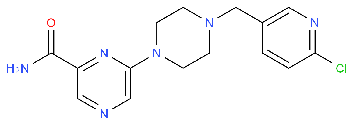 6-{4-[(6-chloropyridin-3-yl)methyl]piperazin-1-yl}pyrazine-2-carboxamide_分子结构_CAS_)