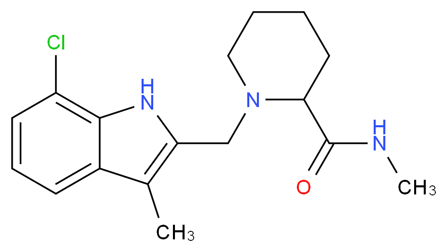 1-[(7-chloro-3-methyl-1H-indol-2-yl)methyl]-N-methylpiperidine-2-carboxamide_分子结构_CAS_)