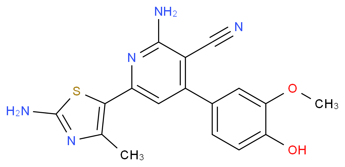 2-amino-6-(2-amino-4-methyl-1,3-thiazol-5-yl)-4-(4-hydroxy-3-methoxyphenyl)nicotinonitrile_分子结构_CAS_)