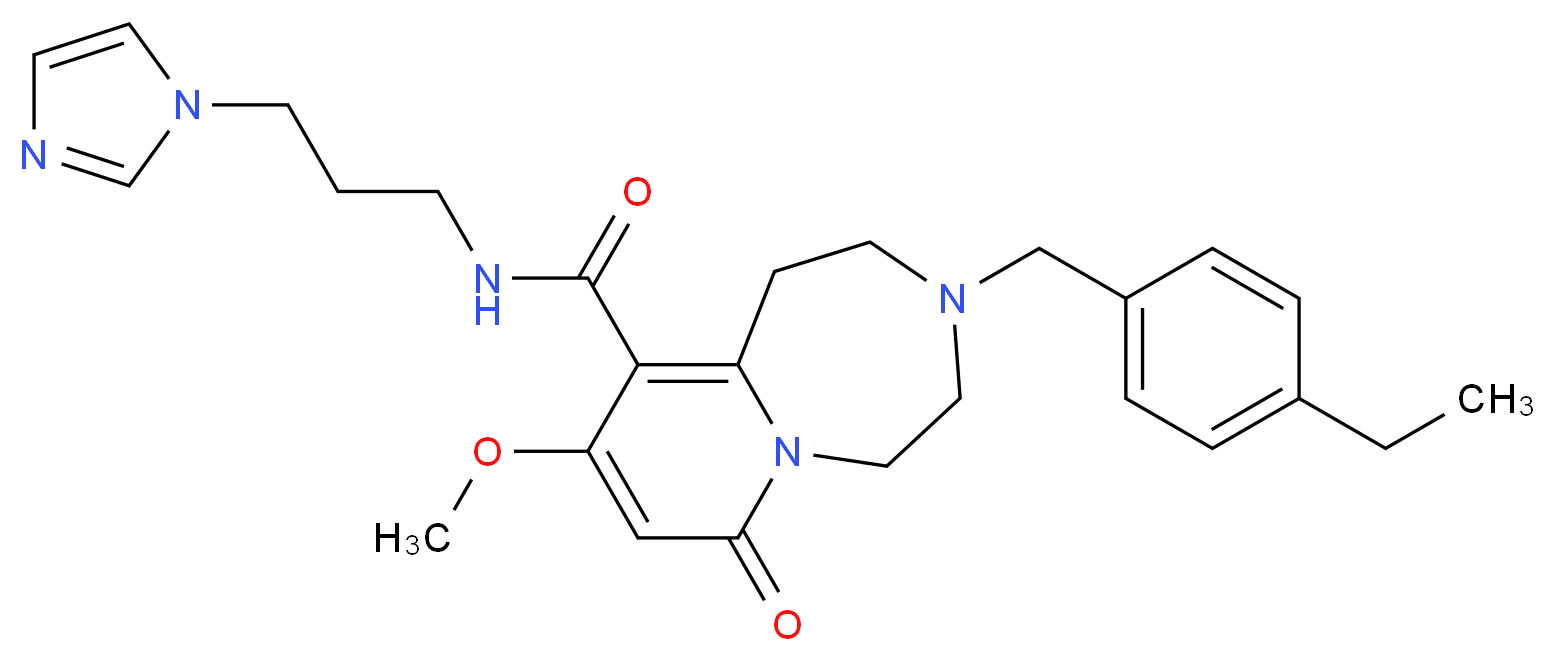 3-(4-ethylbenzyl)-N-[3-(1H-imidazol-1-yl)propyl]-9-methoxy-7-oxo-1,2,3,4,5,7-hexahydropyrido[1,2-d][1,4]diazepine-10-carboxamide_分子结构_CAS_)