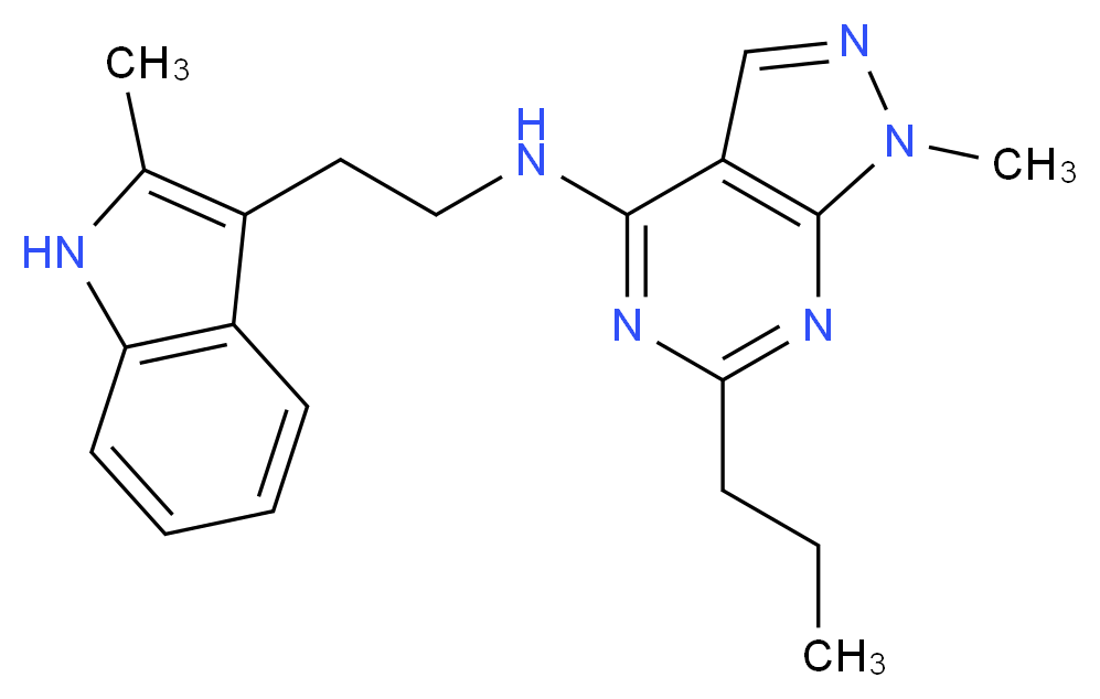 1-methyl-N-[2-(2-methyl-1H-indol-3-yl)ethyl]-6-propyl-1H-pyrazolo[3,4-d]pyrimidin-4-amine_分子结构_CAS_)