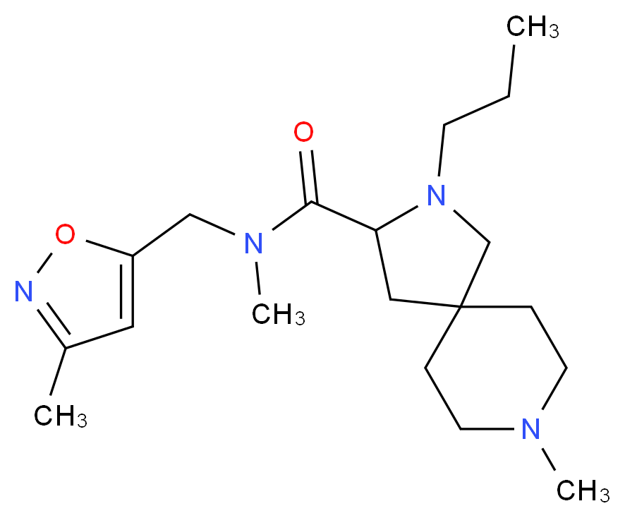 N,8-dimethyl-N-[(3-methyl-5-isoxazolyl)methyl]-2-propyl-2,8-diazaspiro[4.5]decane-3-carboxamide_分子结构_CAS_)