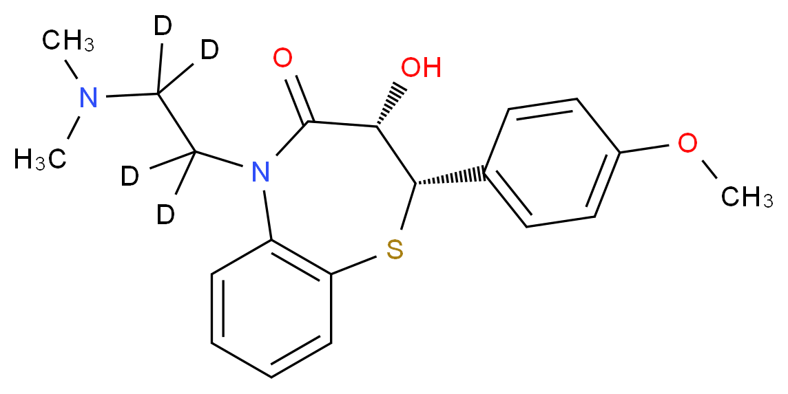 (2S,3S)-5-[2-(dimethylamino)(<sup>2</sup>H<sub>4</sub>)ethyl]-3-hydroxy-2-(4-methoxyphenyl)-2,3,4,5-tetrahydro-1,5-benzothiazepin-4-one_分子结构_CAS_112259-40-2