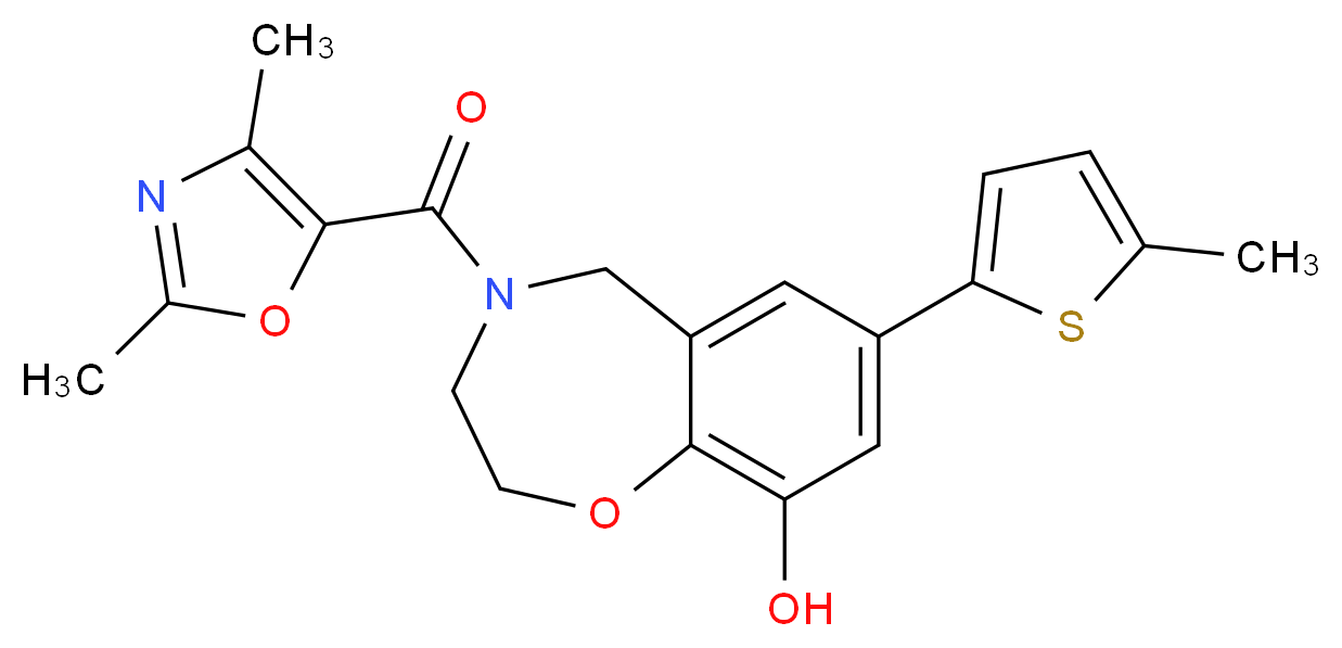 4-[(2,4-dimethyl-1,3-oxazol-5-yl)carbonyl]-7-(5-methyl-2-thienyl)-2,3,4,5-tetrahydro-1,4-benzoxazepin-9-ol_分子结构_CAS_)