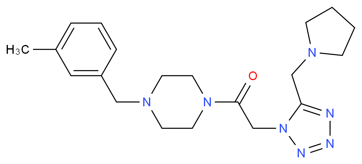 1-(3-methylbenzyl)-4-{[5-(1-pyrrolidinylmethyl)-1H-tetrazol-1-yl]acetyl}piperazine_分子结构_CAS_)