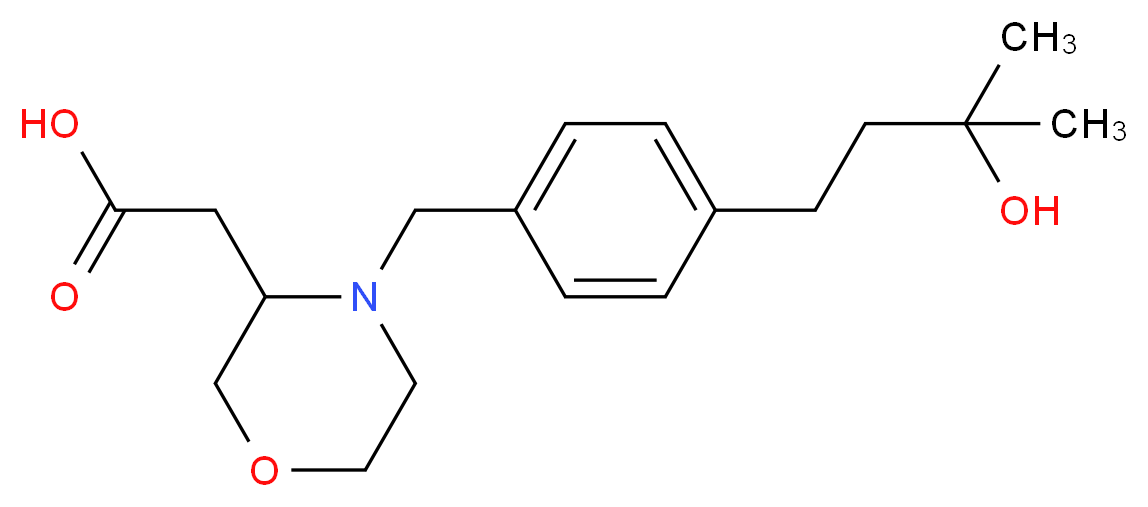 {4-[4-(3-hydroxy-3-methylbutyl)benzyl]morpholin-3-yl}acetic acid_分子结构_CAS_)
