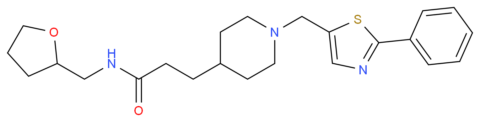 3-{1-[(2-phenyl-1,3-thiazol-5-yl)methyl]-4-piperidinyl}-N-(tetrahydro-2-furanylmethyl)propanamide_分子结构_CAS_)