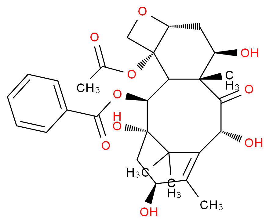 (1S,2S,3S,4R,7R,9R,10R,12R,15S)-4-(acetyloxy)-1,9,12,15-tetrahydroxy-10,14,17,17-tetramethyl-11-oxo-6-oxatetracyclo[11.3.1.0?,??.0?,?]heptadec-13-en-2-yl benzoate_分子结构_CAS_32981-86-5