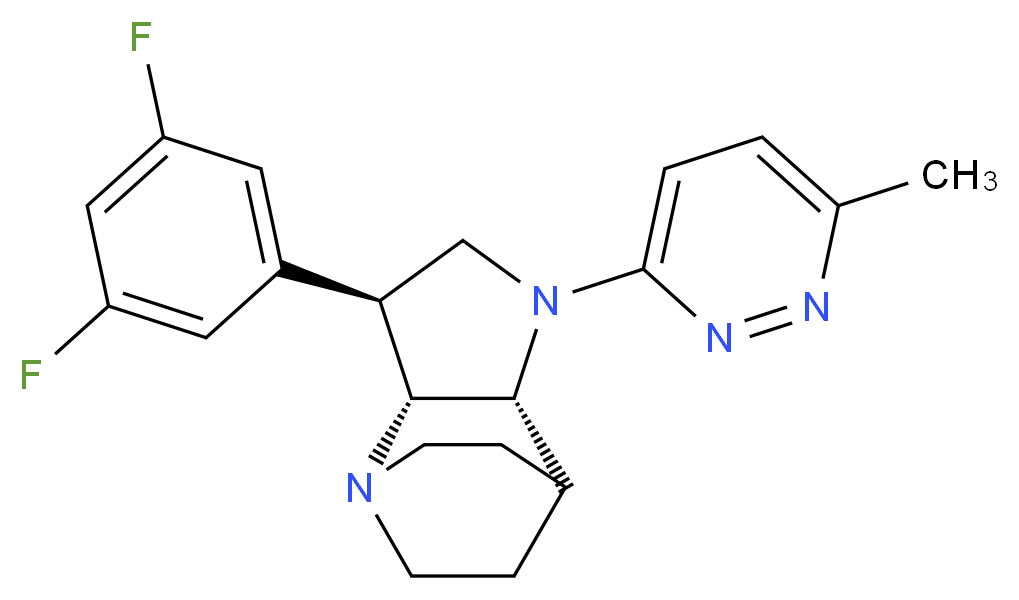 (2R*,3S*,6R*)-3-(3,5-difluorophenyl)-5-(6-methyl-3-pyridazinyl)-1,5-diazatricyclo[5.2.2.0~2,6~]undecane_分子结构_CAS_)