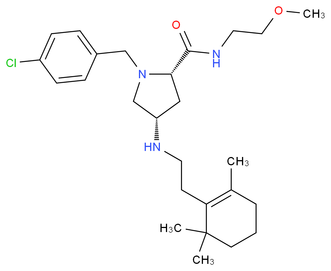 (4S)-1-(4-chlorobenzyl)-N-(2-methoxyethyl)-4-{[2-(2,6,6-trimethyl-1-cyclohexen-1-yl)ethyl]amino}-L-prolinamide_分子结构_CAS_)