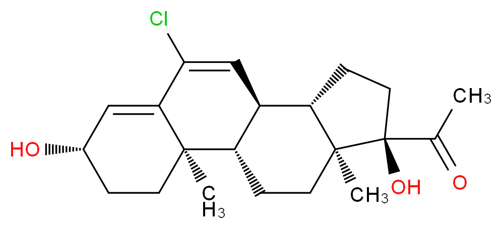 1-[(1S,2R,5S,10R,11S,14R,15S)-8-chloro-5,14-dihydroxy-2,15-dimethyltetracyclo[8.7.0.0<sup>2</sup>,<sup>7</sup>.0<sup>1</sup><sup>1</sup>,<sup>1</sup><sup>5</sup>]heptadeca-6,8-dien-14-yl]ethan-1-one_分子结构_CAS_20047-75-0