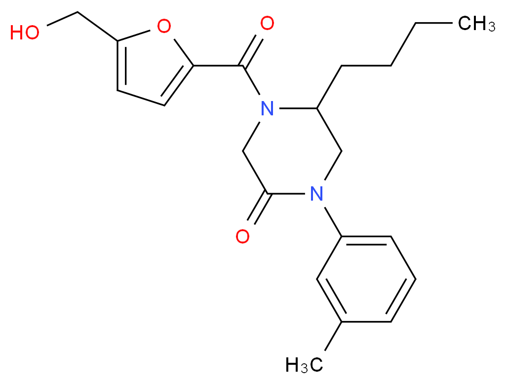 5-butyl-4-[5-(hydroxymethyl)-2-furoyl]-1-(3-methylphenyl)-2-piperazinone_分子结构_CAS_)