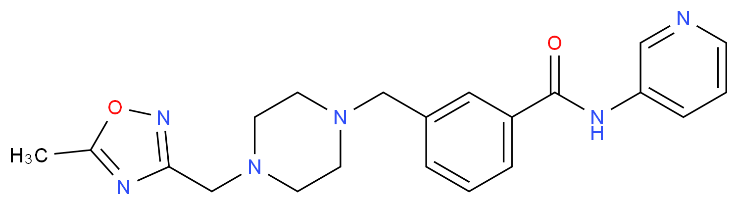 3-({4-[(5-methyl-1,2,4-oxadiazol-3-yl)methyl]piperazin-1-yl}methyl)-N-pyridin-3-ylbenzamide_分子结构_CAS_)