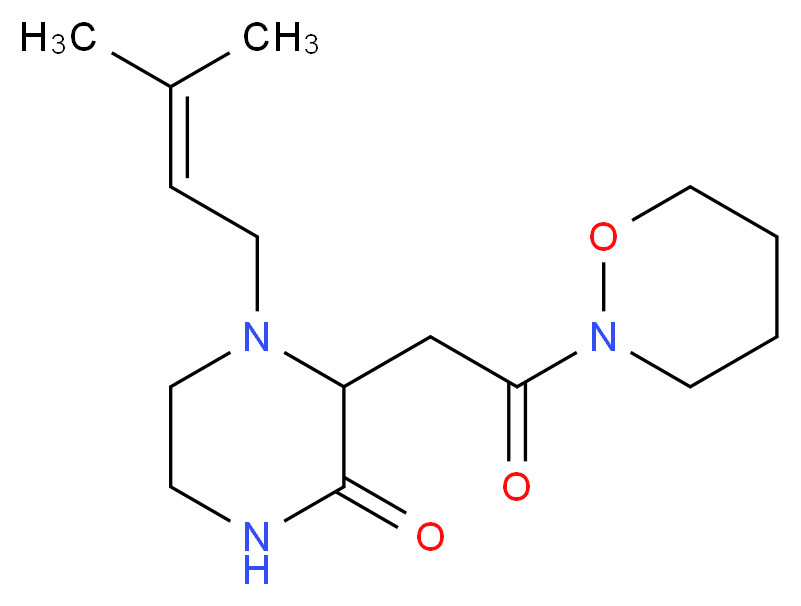 4-(3-methyl-2-buten-1-yl)-3-[2-(1,2-oxazinan-2-yl)-2-oxoethyl]-2-piperazinone_分子结构_CAS_)