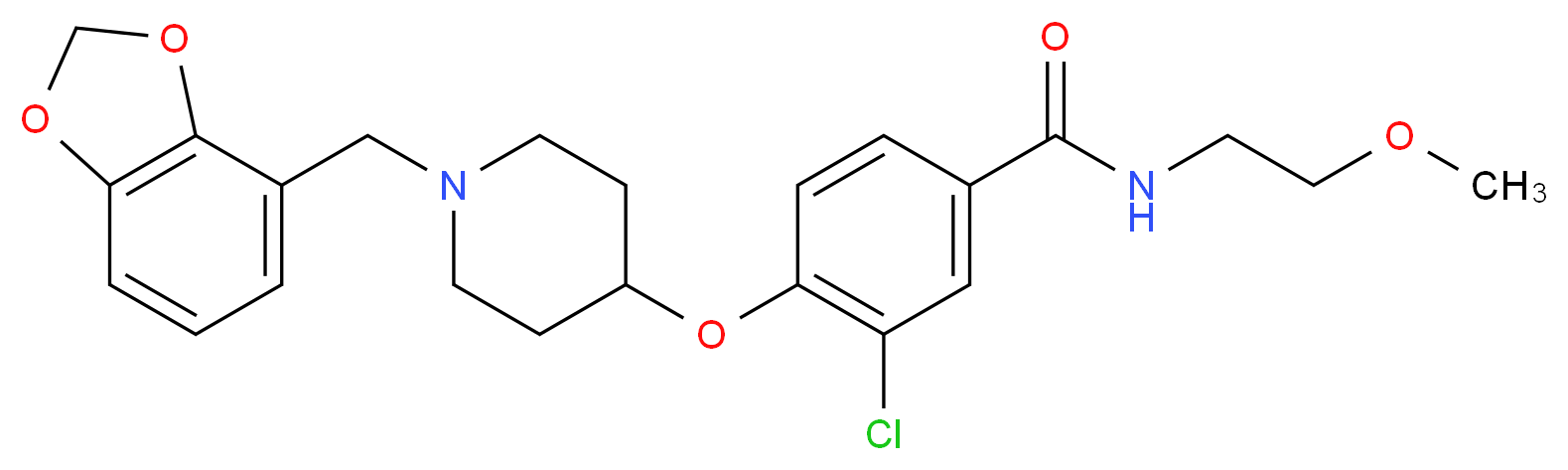4-{[1-(1,3-benzodioxol-4-ylmethyl)-4-piperidinyl]oxy}-3-chloro-N-(2-methoxyethyl)benzamide_分子结构_CAS_)