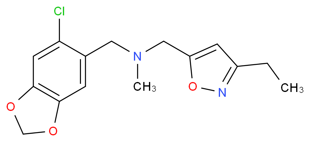 1-(6-chloro-1,3-benzodioxol-5-yl)-N-[(3-ethylisoxazol-5-yl)methyl]-N-methylmethanamine_分子结构_CAS_)