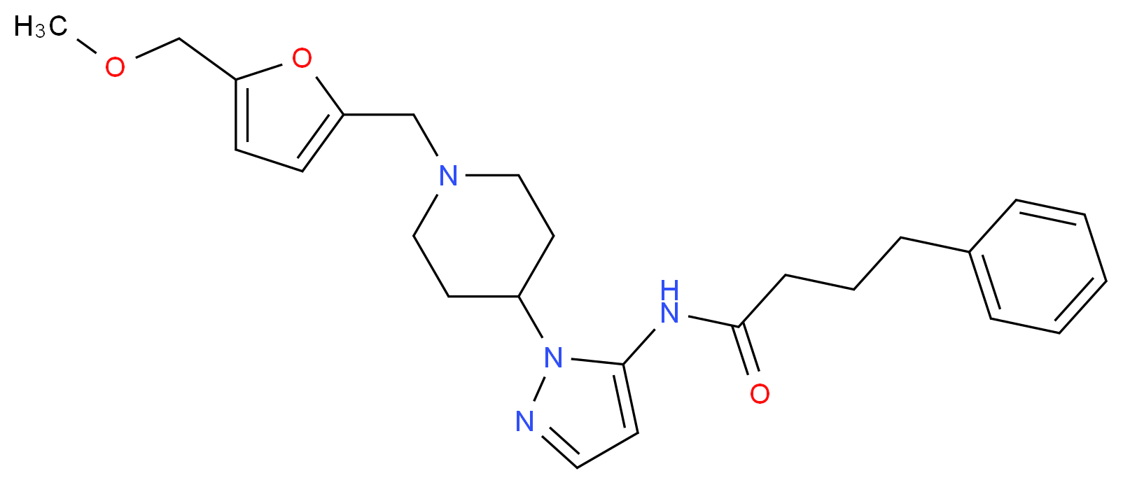 N-[1-(1-{[5-(methoxymethyl)-2-furyl]methyl}-4-piperidinyl)-1H-pyrazol-5-yl]-4-phenylbutanamide_分子结构_CAS_)