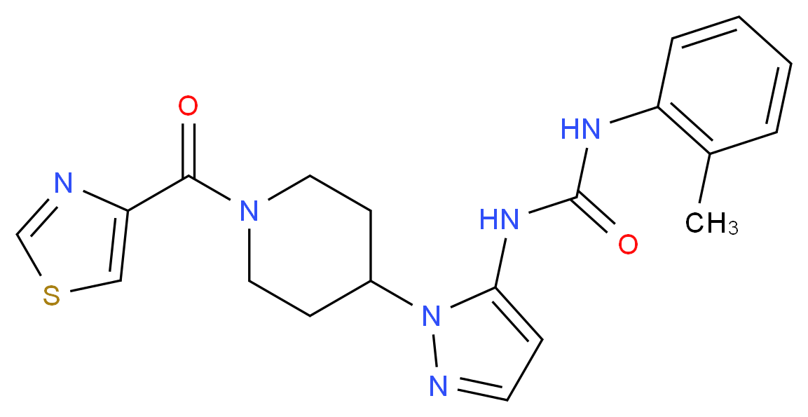 N-(2-methylphenyl)-N'-{1-[1-(1,3-thiazol-4-ylcarbonyl)-4-piperidinyl]-1H-pyrazol-5-yl}urea_分子结构_CAS_)