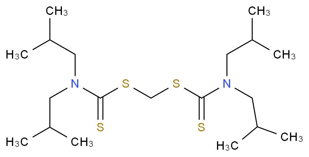 N,N-bis(2-methylpropyl)[({[bis(2-methylpropyl)carbamothioyl]sulfanyl}methyl)sulfanyl]carbothioamide_分子结构_CAS_90276-58-7