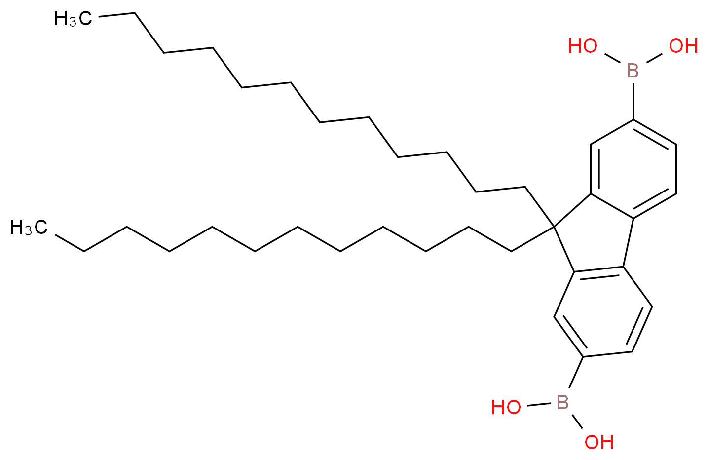 9,9-双十二烷基芴-2,7-二硼酸_分子结构_CAS_480424-86-0)