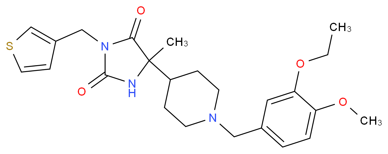 5-[1-(3-ethoxy-4-methoxybenzyl)-4-piperidinyl]-5-methyl-3-(3-thienylmethyl)-2,4-imidazolidinedione_分子结构_CAS_)