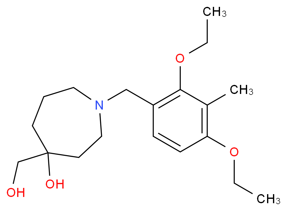 1-(2,4-diethoxy-3-methylbenzyl)-4-(hydroxymethyl)-4-azepanol_分子结构_CAS_)