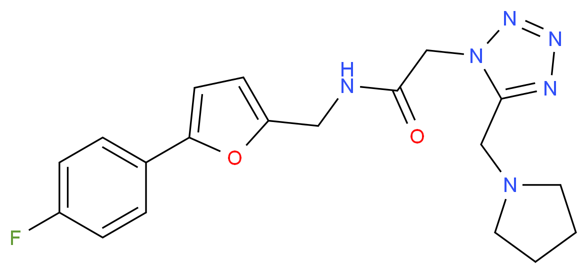 N-{[5-(4-fluorophenyl)-2-furyl]methyl}-2-[5-(pyrrolidin-1-ylmethyl)-1H-tetrazol-1-yl]acetamide_分子结构_CAS_)