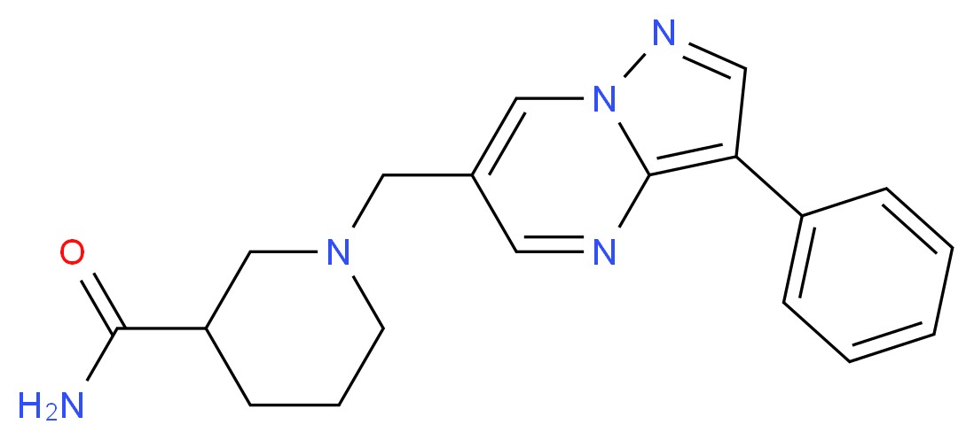 1-[(3-phenylpyrazolo[1,5-a]pyrimidin-6-yl)methyl]piperidine-3-carboxamide_分子结构_CAS_)