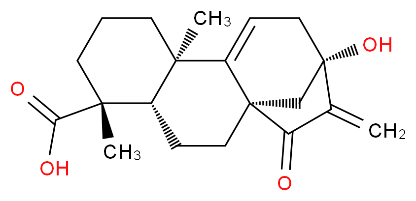 (1R,4S,5R,9R,13S)-13-hydroxy-5,9-dimethyl-14-methylidene-15-oxotetracyclo[11.2.1.0<sup>1</sup>,<sup>1</sup><sup>0</sup>.0<sup>4</sup>,<sup>9</sup>]hexadec-10-ene-5-carboxylic acid_分子结构_CAS_1401419-87-1