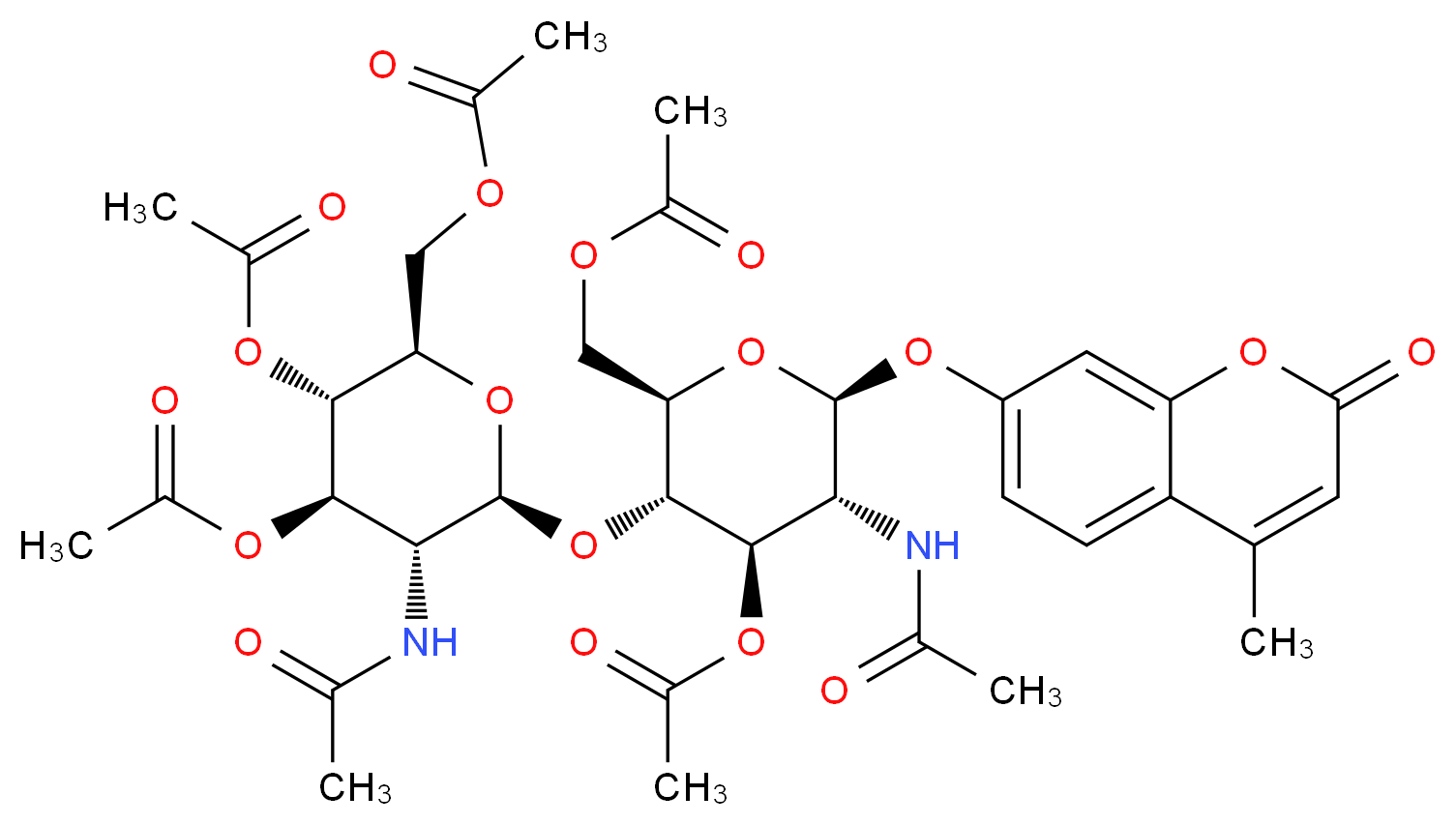 4-Methylumbelliferyl Di-N-Acetyl-β-D-chitobiose Peracetate_分子结构_CAS_122147-95-9)