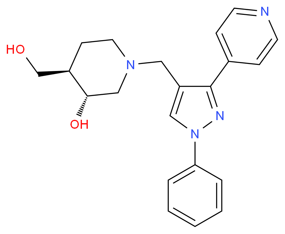 (3R*,4R*)-4-(hydroxymethyl)-1-{[1-phenyl-3-(4-pyridinyl)-1H-pyrazol-4-yl]methyl}-3-piperidinol_分子结构_CAS_)